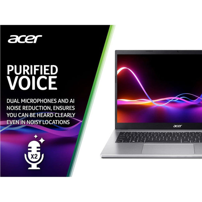 Acer Aspire 3 A314-23P Laptop, 14 Inch FHD Screen, AMD Ryzen 5 7520U Processor, 8GB RAM, 256GB SSD, Windows 11 Home, Silver-PCR Business Solutions Ltd