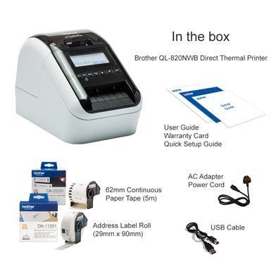 Brother QL-820NW Network Label Printer-PCR Business Solutions Ltd
