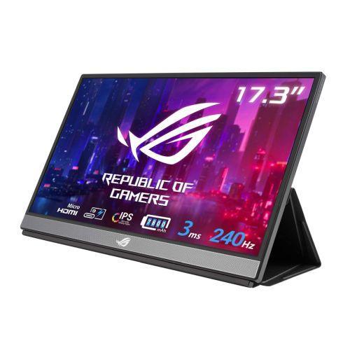 Asus 17.3" ROG STRIX Portable Gaming IPS Monitor (XG17AHPE), 1920 x 1080, 240Hz, USB-C (USB-A adapter), micro-HDMI, 7800mAh Battery, Adaptive-sync-PCR Business Solutions Ltd