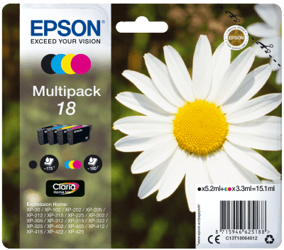 Epson Multipack 4-colours 18 Claria Home Ink C13T18064012-PCR Business Solutions Ltd