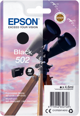 Epson Singlepack Black 502 Ink Cartridge C13T02V14010-PCR Business Solutions Ltd