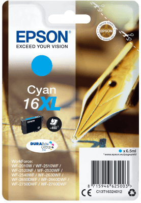 Epson Singlepack Cyan 16XL DURABrite Ultra Ink C13T16324012-PCR Business Solutions Ltd