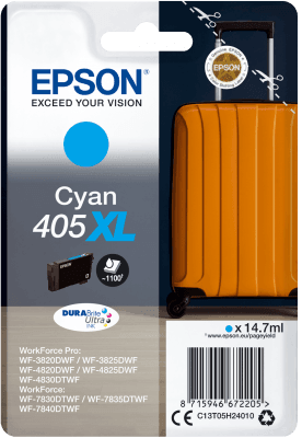 Epson Singlepack Cyan 405XL DURABrite Ultra Ink C13T05H24010-PCR Business Solutions Ltd