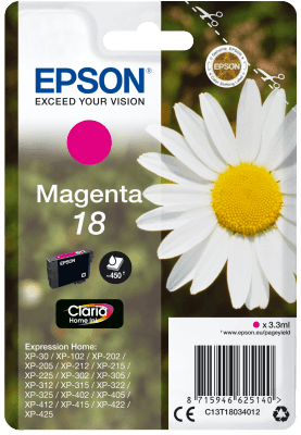 Epson Singlepack Magenta 18 Claria Home Ink C13T18034012-PCR Business Solutions Ltd