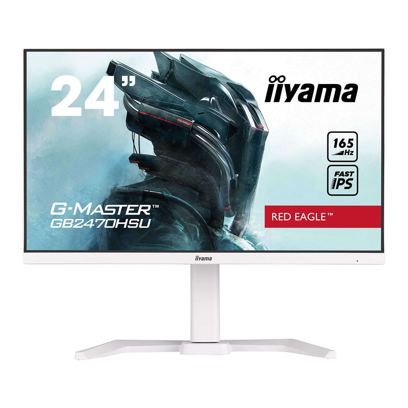 iiyama G-MASTER GB2470HSU-B5 Red Eagle 23.8 inch IPS Monitor, Full HD, 0.8ms, HDMI, DisplayPort, USB Hub, Freesync, 165Hz, Speakers, Black, Internal PSU, Height Adjustable, Pivot, VESA, White-PCR Business Solutions Ltd