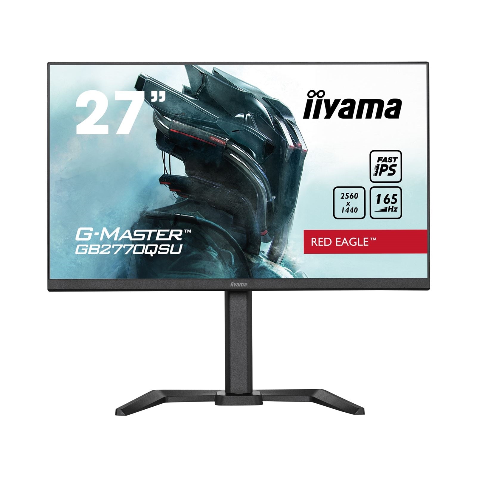 iiyama G-Master GB2770QSU-B5 Red Eagle 27 Inch Gaming Monitor, Black, WQHD, IPS, 165Hz, 0.5ms, FreeSync, HDMI, Display Port, USB Hub, Speakers, Int PSU, Height Adjustable, Pivot, VESA-PCR Business Solutions Ltd