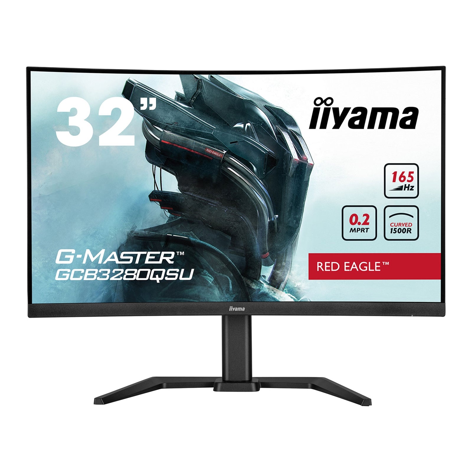 iiyama G-Master GCB3280QSU-B1 Red Eagle 32 Inch Curved Gaming Monitor, Black, 2560x1440, 0.2ms, 165hz, FreeSync, HDMI, Display Port, USB Hub, Speakers, Int PSU, Height Adjustable, Swivel, VESA-PCR Business Solutions Ltd