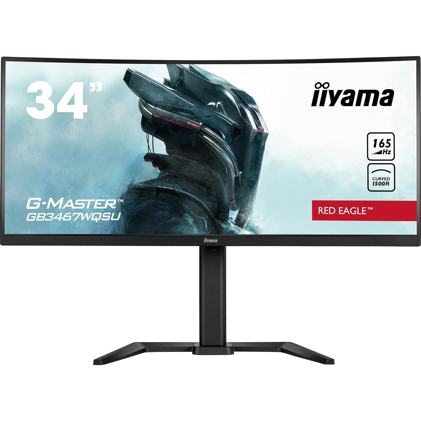 iiyama G-Master GB3467WQSU Red Eagle 34 Inch QHD Curved Gaming Monitor, VA, 0.4ms, 165Hz, Freesync, 3440x1440 - UWQHD, HDMI, Displayport, USB Hub, Speakers, Int PSU, Height Adjust, VESA-PCR Business Solutions Ltd