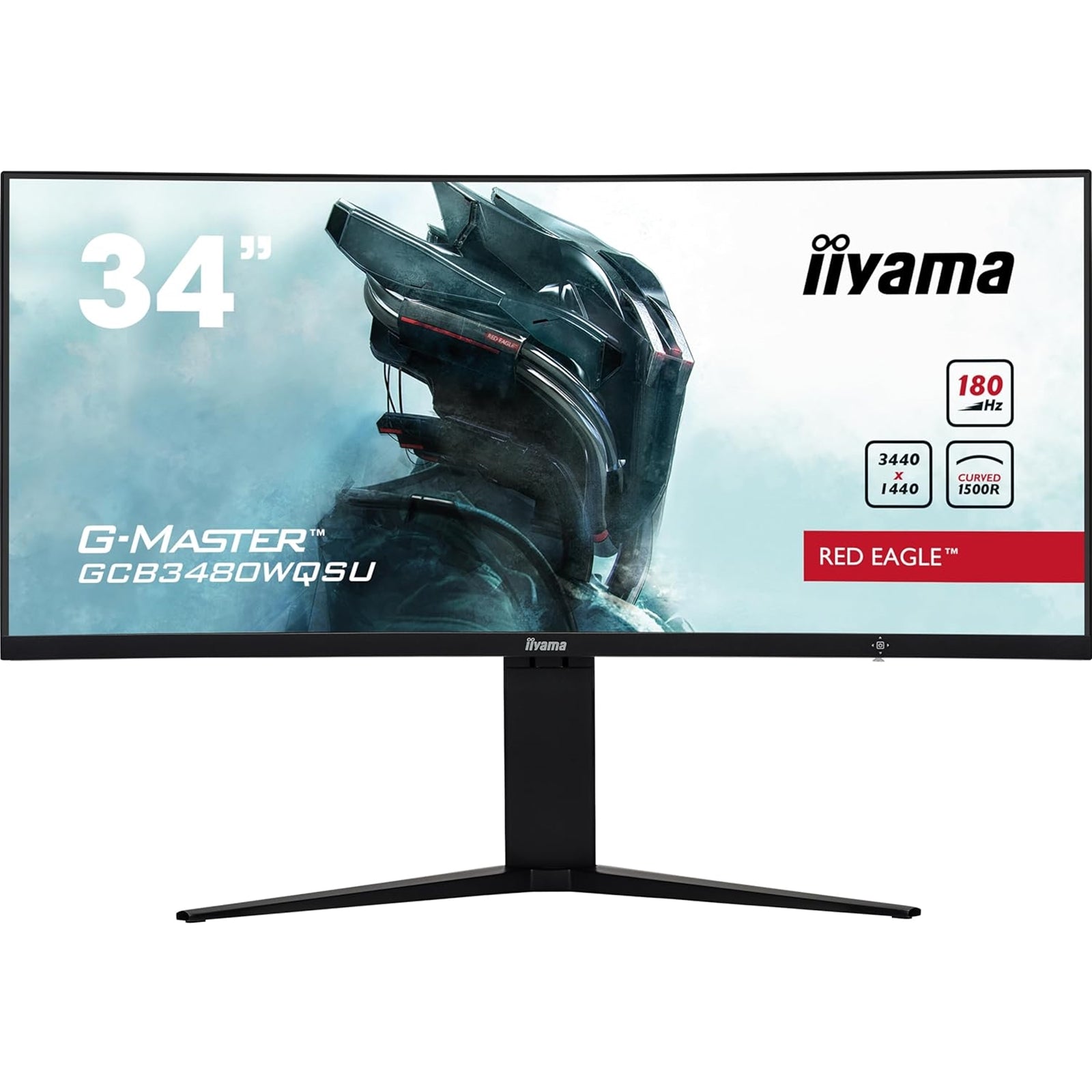 iiyama G-Master GCB3480WQSU-B1 34 Inch Red Eagle Ultra Wide Curved Gaming Monitor, Black, 3440x1440, 0.4ms, 180hz, FreeSync, HDMI, Display Port, USB Hub, Speakers, Int PSU, Height Adjustable, VESA-PCR Business Solutions Ltd