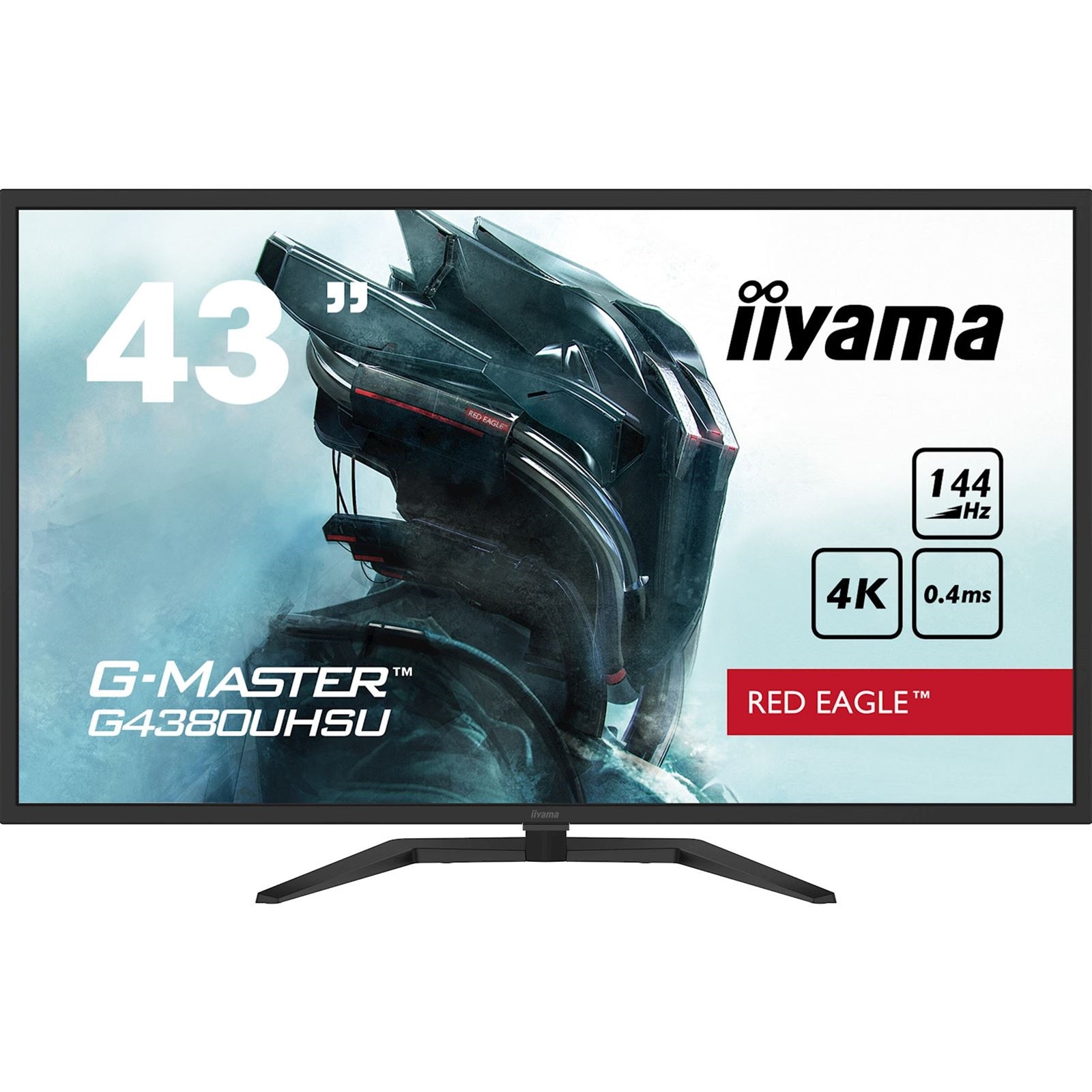 iiyama G-Master G4380UHSU-B1 Red Eagle 43 Inch 4K Gaming Monitor, Black, VA panel, 144hz, 0.4ms, FreeSync, HDMI, DisplayPort, USB Hub, Int PSU, Speakers, VESA-PCR Business Solutions Ltd