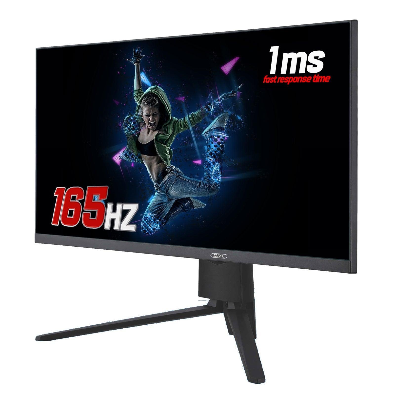 piXL CM24F10 24 Inch Frameless Gaming Monitor, Widescreen LCD Panel, Full HD 1920x1080, 1ms Response Time, 165Hz Refresh, Display Port / HDMI, 16.7 Million Colour Support, VESA Wall Mount, Black Finish-PCR Business Solutions Ltd