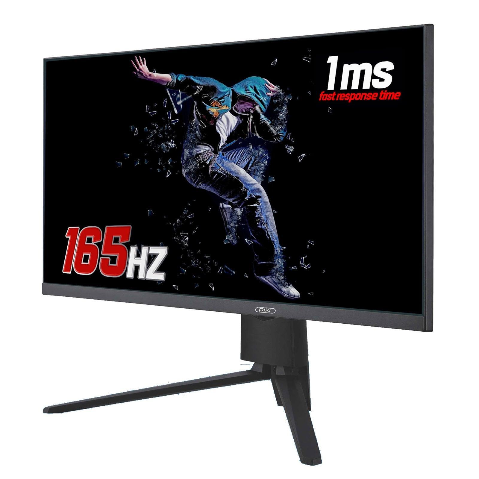 piXL CM27F10 27 Inch Frameless Gaming Monitor, Widescreen LCD Panel, Full HD 1920x1080, 1ms Response Time, 165Hz Refresh, Display Port / HDMI, 16.7 Million Colour Support, VESA Wall Mount, Black Finish-PCR Business Solutions Ltd