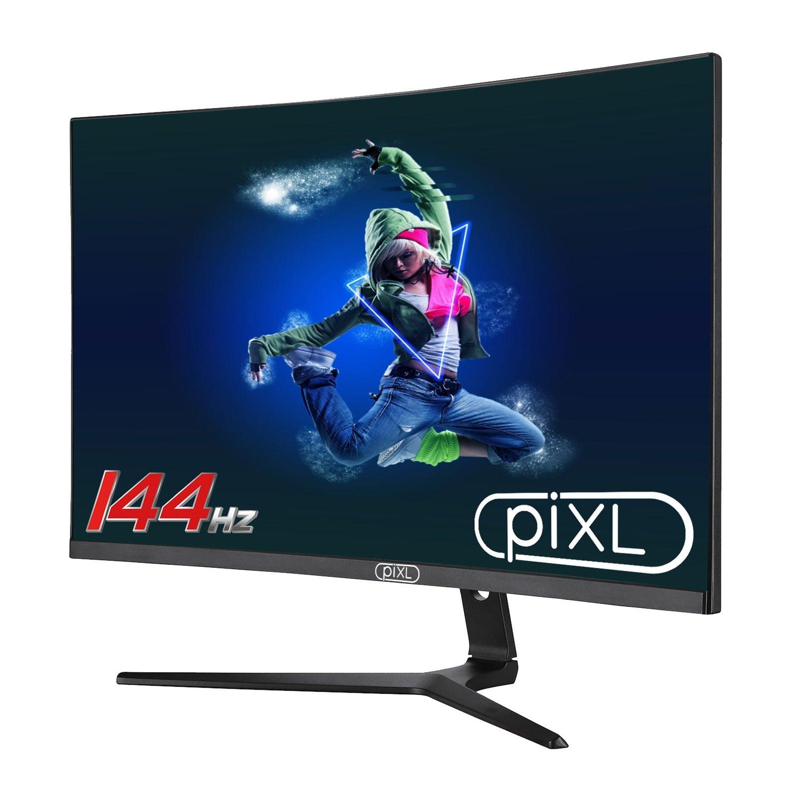 piXL CM27GF6 27 Inch Curved Monitor, 144Hz / 165Hz, 5ms Response Time, HDR, Frameless, Freesync / G-Sync, 1920 x 1080 Full HD, HDMI, Display Port, Black with RGB Lighting, VESA Mount-PCR Business Solutions Ltd