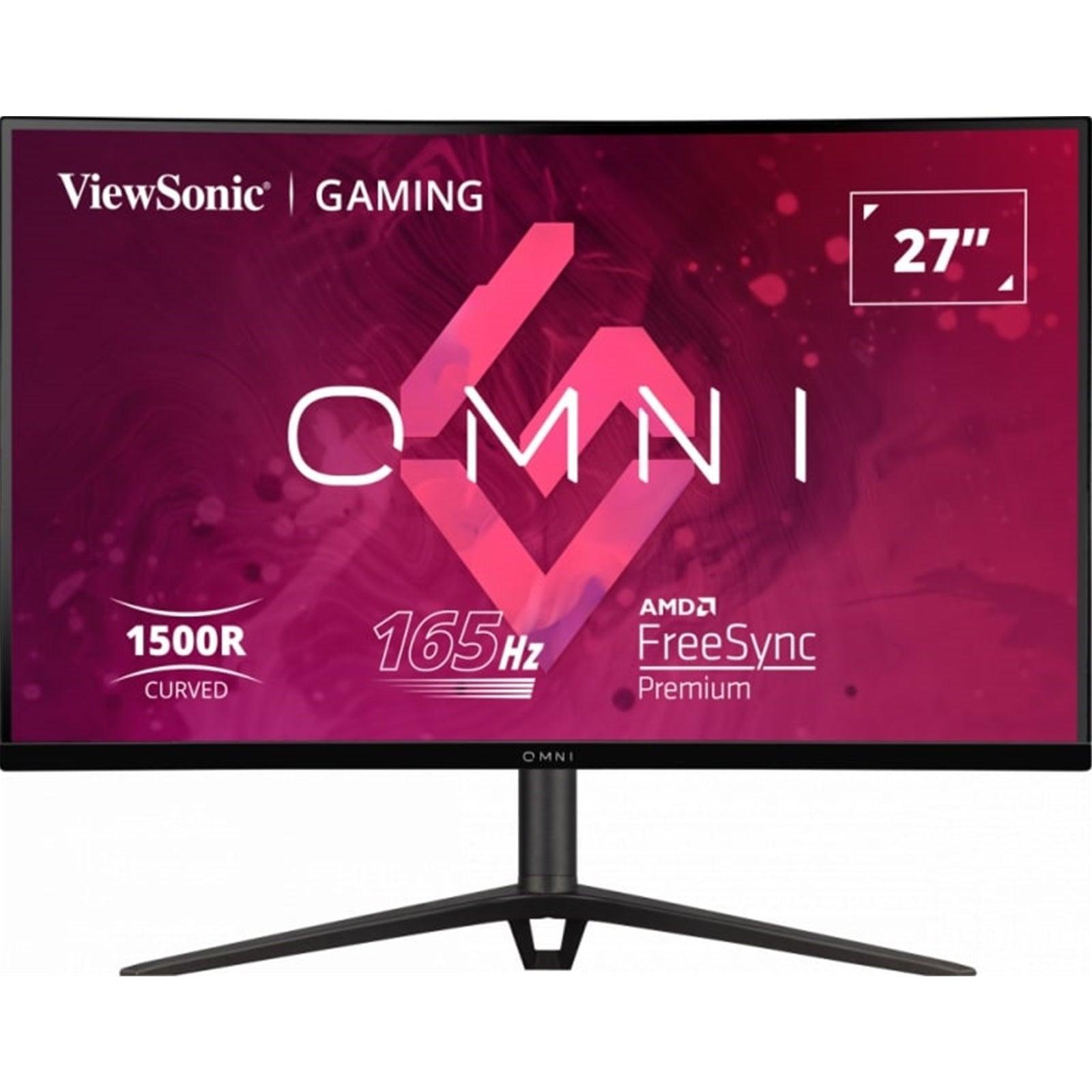 Viewsonic VX Series VX2718-2KPC-MHDJ 27 Inch Curved Gaming Monitor, 2K, 165Hz, Freesync, 1ms, Speakers, HDMI, Display Port, Height Adjust, Black-PCR Business Solutions Ltd