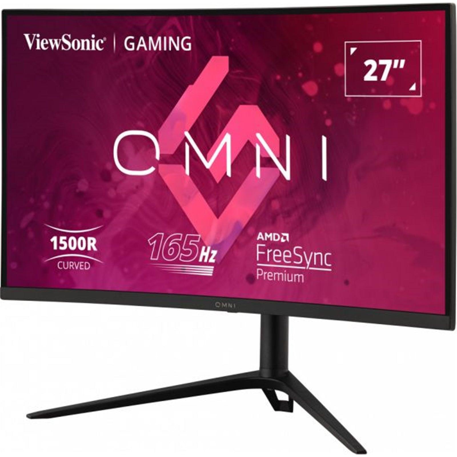 Viewsonic VX Series VX2718-2KPC-MHDJ 27 Inch Curved Gaming Monitor, 2K, 165Hz, Freesync, 1ms, Speakers, HDMI, Display Port, Height Adjust, Black-PCR Business Solutions Ltd