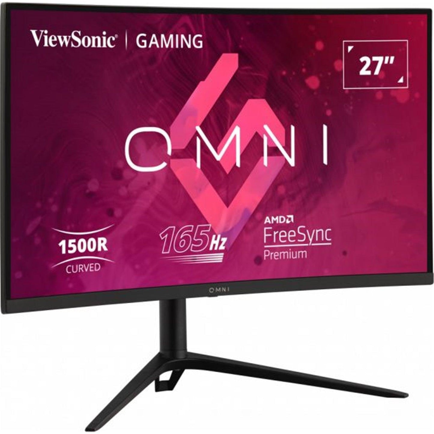 Viewsonic VX Series VX2718-2KPC-MHDJ 27 Inch Curved Gaming Monitor, 2K, 165Hz, Freesync, 1ms, Speakers, HDMI, Display Port, Height Adjust, Black-PCR Business Solutions Ltd