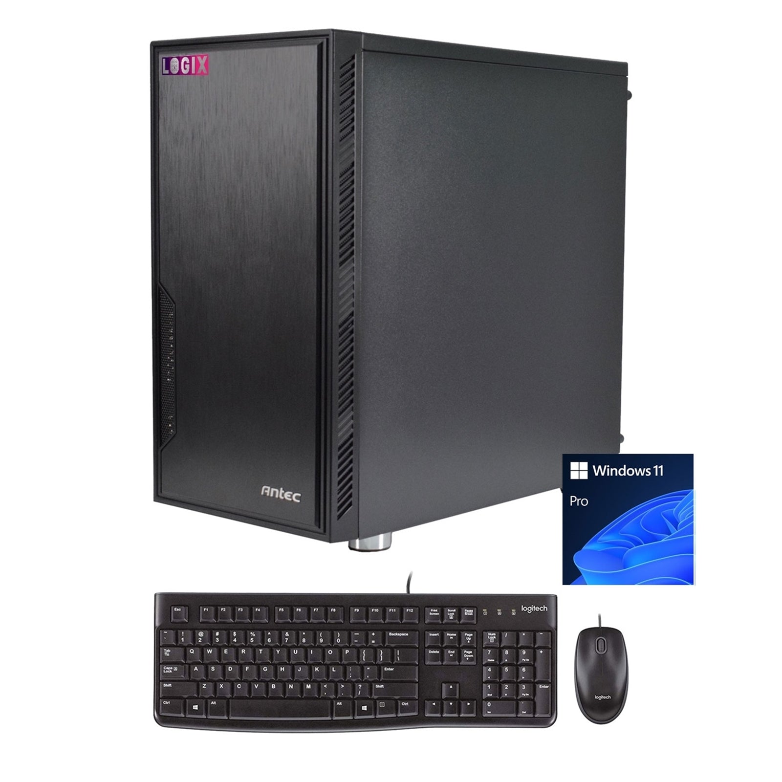 LOGIX Intel i3-12100 3.30GHz (4.30GHz Boost) 4 Core 8 threads. 8GB Kingston DDR4 RAM, 500GB Kingston NVMe M.2, 80 Cert PSU, Wi-Fi, Windows 11 Pro installed + FREE Keyboard & Mouse - Prebuilt System - Full 3-Year Parts & Collection Warranty-PCR Business Solutions Ltd